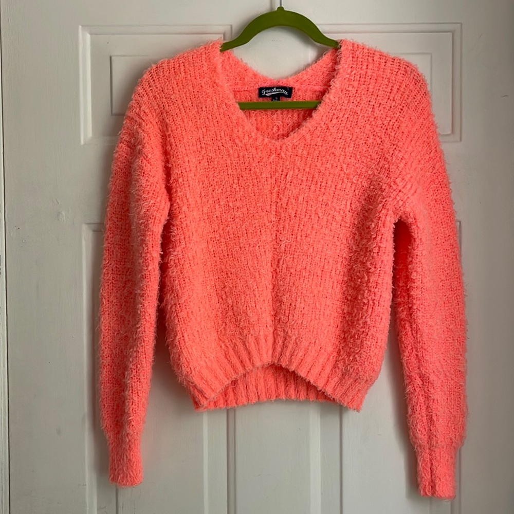 Freshman 1996 Salmon or Hot Pink Fuzzy Sweater